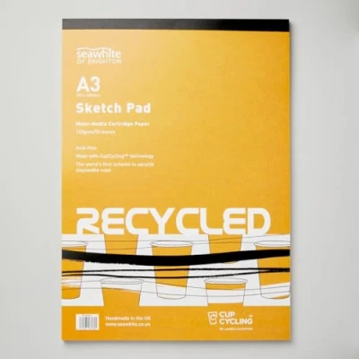 Image of Seawhite Sketch Pad Recycled Cartridge Paper A3 50 Sheets 140gsm Acid Free White