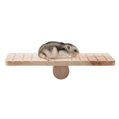 Image of Hamster Wood Seesaw, Small Animal House Cage Chew Toy for Syrian Rat Mouse Gerbil Chinchilla Guinea Pig Squirrel