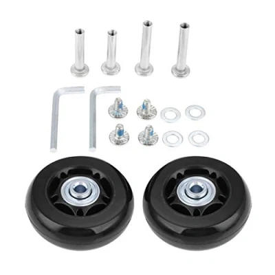 Image of Mtsooning 2Set 64x18mm Black Luggage Suitcase Replacement Wheels with Axles Wrench Bearings Repair Kit