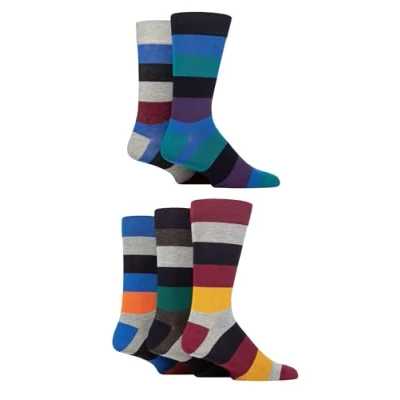 Image of SockShop Men&#039;s Patterned Bamboo Socks Bright Colourful Natural Various Designs for Everyday Wear Size 7 11 Multipack of 5 (7 11, Striped Dusky)