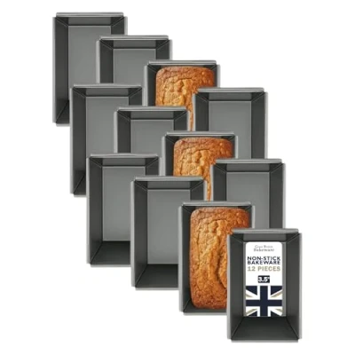 Image of Samuel Groves 12 x Mini Bread Cake Meat Loaf Pan 9cm Tins Non Stick Made in England (12 Tins)