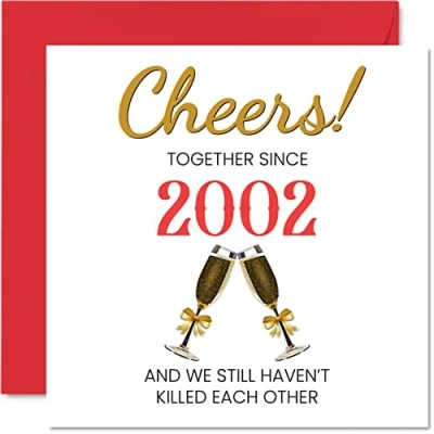 Image of Funny 22nd Anniversary Card for Husband Wife Together Since 2002 Happy Wedding Cards Partner, I Love You Gifts, 145mm x Greeting Twenty Second Anniversaries