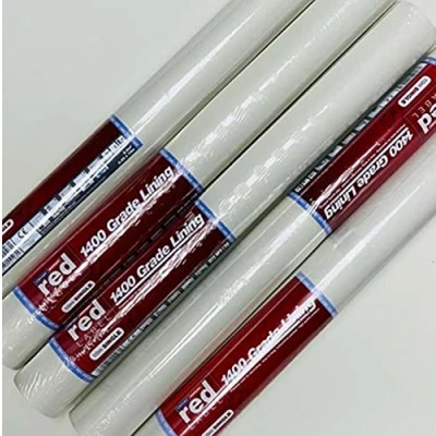 Image of SOPHIE LAURENCE Erfurt Red Label Lining Paper 1400 Grade Single 10m Roll Quality White Plain Wallpaper Available in Pack of 4, 5, 6, 8 (5, White)