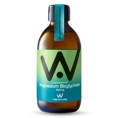 Image of WELL ACTUALLY Liposomal Magnesium Bisglycinate 160mg High Strength Bioavailability Supplement for Brain, Muscle, Sleep &amp; Mood Support Lime BlackBerry (25 Servings)