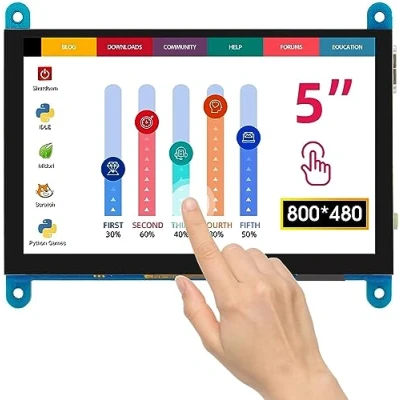 Image of ELECROW For Raspberry Pi Screen, Touch Screen Monitor 5 Inch 800x480 Small Compatible with 4 3B+ 3B 2B BB Black Banana Windows 10 8 7