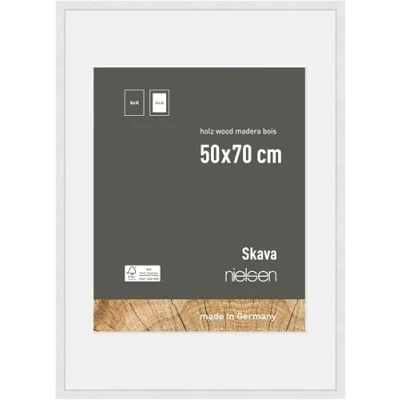 Image of nielsen Skava Photo Frame, 50x70cm with White Mount to fit 40x60cm, Wooden Picture Frame Protective Float Glass and Push Turn Clips