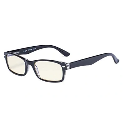Image of Eyekepper Spring Hinges UV Protection, Anti Glare Blue Rays, Scratch Resistant Lens Computer Reading Glasses Readers (Yellow Tinted Lenses, Black) +3.00