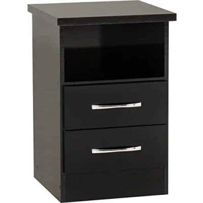 Image of Seconique Nevada 2 Drawer Bedside in Black Gloss