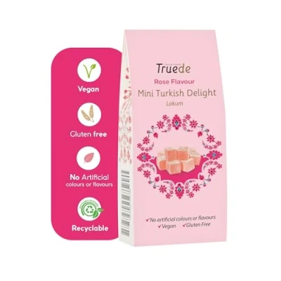 Image of Truede Rose Flavour Mini Turkish Delight (150g) Traditional, Hand Made, Dusted Flavoured