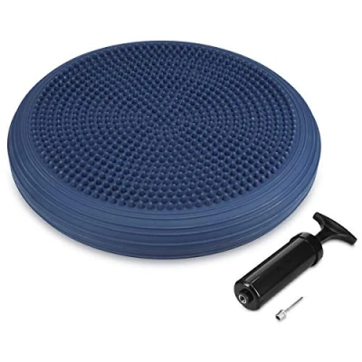 Image of Navaris Air Stability Wobble Cushion Inflated Exercise Fitness Balance Disc Wiggle Seat for Home, Office, Classroom Includes Hand Pump