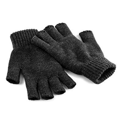 Image of Beechfield Men&#039;s Fingerless Gloves Charcoal L/XL Cold Weather, BB491 CHA