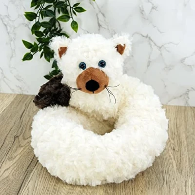 Image of Home Furniture Novelty Cat Design Draught Excluder Fabric Fleece Draft Door Stopper (Cream)