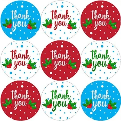 Image of 144 Christmas Thank You 30mm School Reward Stickers for Parents, Teachers