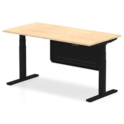 Image of Air 1600x800 Height Adjustable Desk Maple Black Leg Modesty Panel