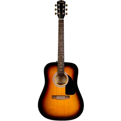 Image of Fender FA 115 Dreadnought 6 String Acoustic guitar Pack in Sunburst. Gig Bag, Picks, Strap, Strings, &amp; free online lessons included.