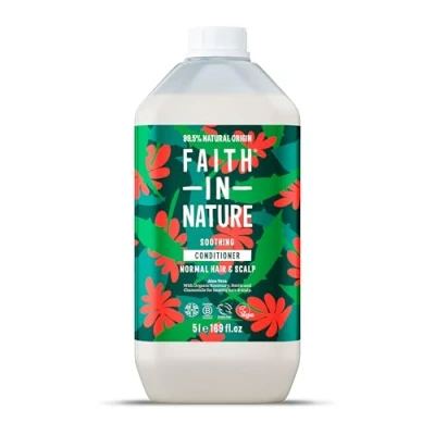 Image of Faith In Nature Organic Aloe Vera Conditioner, Soothing for Normal Hair &amp; Scalp, Vegan Cruelty Free, No SLS, Silicones or Parabens, 5L Refill Pack