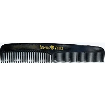 Image of Barbers Vintage Classic Hair Comb for Men. Deluxe Handmade Fine &amp; Coarse Tooth Grooming Hair/Beard/Moustache (18cm / 7.1 inch) (Black)