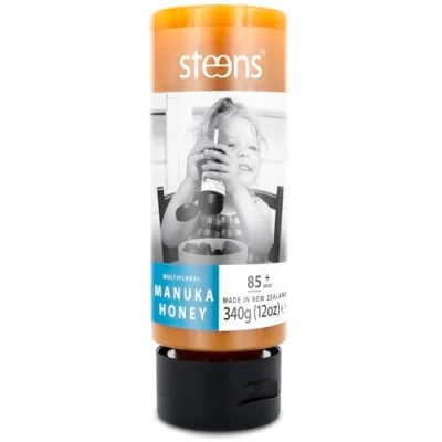 Image of Steens Manuka Honey MGO 85+ Pure &amp; Raw 100% Certified Bottled and Sealed in New Zealand 340g Squeezy