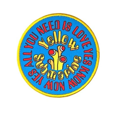 Image of The Beatles Patch Yellow Submarine Aynil Circle Official embroidered Iron on Taglia unica
