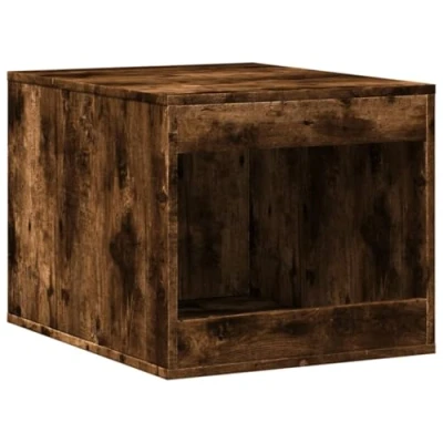 Image of vidaXL Cat Litter Box Enclosure/Side Table in Smoked Oak Engineered Wood Pet House for Living Room &amp; Bedroom
