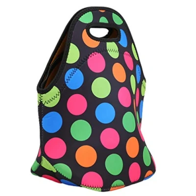 Image of Keenso Lunch Handbag, Insulated Thermal Bag Waterproof neoprene Box Handbag for Picnic Camping (colorful circle) backpacks backpackslancheira termica