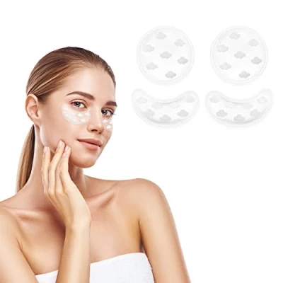 Image of Navaris Cooling Eye Gel Pads Reusable Cold Compress Patches for Soothing Puffy Eyes Includes 2 Round and Under Cloud Design