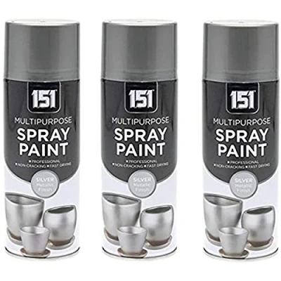 Image of 151 Metallic Silver Multi Purpose Aerosol Spray Paint 400ml (6 Pack)