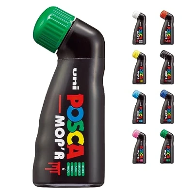 Image of Posca Uni Mitsubishi Pencil Marker MOP&#039;R Round Tip XXL 3 19mm Ergonomic Shape Half Ride Body Water Based For Any Surface (Green)