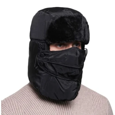 Image of iEasey Winter Trapper Hat with Earflap Face Mask Neck Warmer Thermal Fur Insulated Warm Set Cover Windproof Snowproof Ushanka Hats Trooper for Ski Cycling Sports