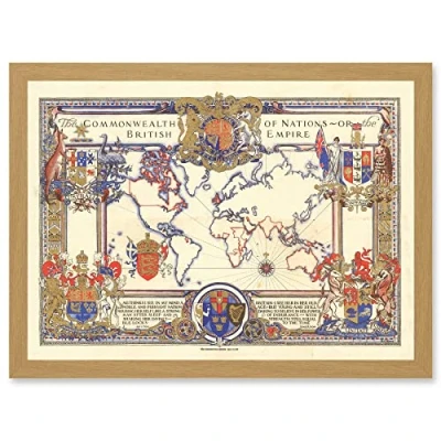 Image of Artery8 Map Webb 1937 British Empire Commonwealth Pictorial Artwork Framed Wall Art Print A4