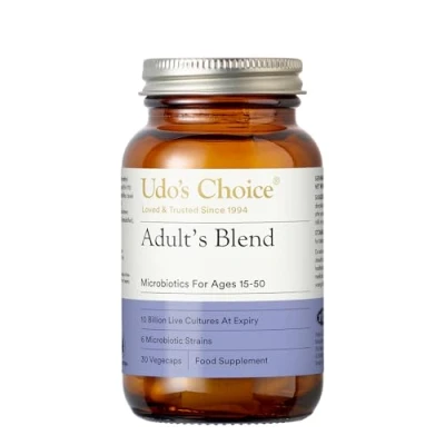 Image of Udo&#039;s Choice Adults Blend Age Specific Probiotics Lacto &amp; Bifido Bacteria 17 Billion Cell Count 6 Microbiotics Strains 30 Vegecaps One a Day