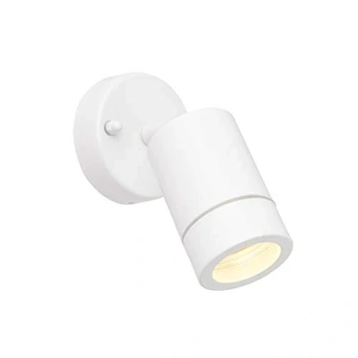 Image of Saxby 75443 Palin Gloss White Stainless Steel Outdoor IP44 Adjustable Wall Light