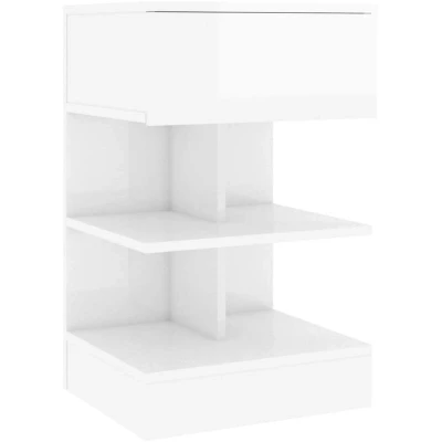 Image of vidaXL Bedside Cabinet High Gloss White 40x35x65 cm Engineered Wood