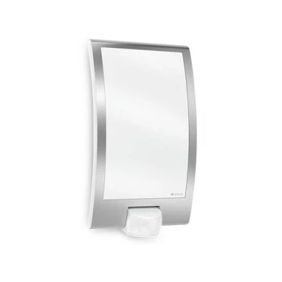 Image of Steinel Outdoor Wall Light L 22 S Motion Sensor 180 Detection, 10 m Range, Stainless Steel Porch Light, 60 W, E27 Fitting, Mains Powered, 28.6 x 16.2 8.5 cm