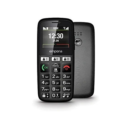 Image of emporia emporiaHAPPY E30 2G Bar Phone for the Elderly, large 1.8&quot; colour screen, well spaced buttons, SOS emergency button, Charging cradle included (Official UK And Ireland Version) Black