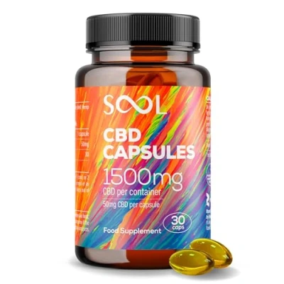 Image of SOOL CBD Gel Capsules 1500mg 30pcs 50mg per Capsule Broad Spectrum High Strength Relax Recover Revive