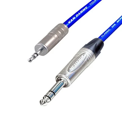 Image of Stereo Mini Jack to 1/4&quot; Lead. Van Damme Cable. Neutrik Headphone (2m, Blue)