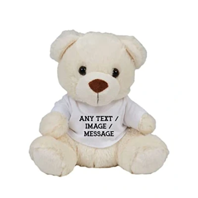 Image of Getagift Personalised with your Own Text/Image/Message Christmas Birthday themed Funny Teddy Bear Custom Soft Toy. (Cream Teddy)