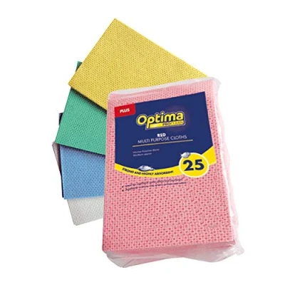 Image of Optima Proclean Guardian Professional Antibacterial Super Absorbent Semi Disposable Multi Purpose Cleaning Cloths, 50x36cm, Pack of 25, Yellow