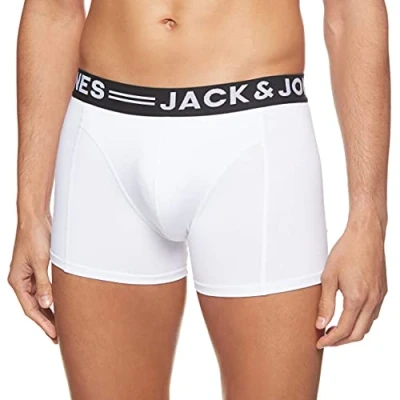 Image of JACK &amp; JONES Mens Sense Trunks Core Noos 1 2 3 2014 Boxer Shorts, White, XL UK