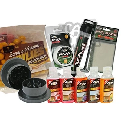 Image of Carp Fishing Tackle Set With PVA Tube Bags Liquids Boilies + Bait Grinder NGT