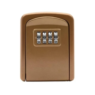 Image of DUNSBY Key Safe Lock Box Wall Mounted Stainless Steel Weatherproof 4 Combination Storage for Indoor and Outdoor Use (Color : Gold)