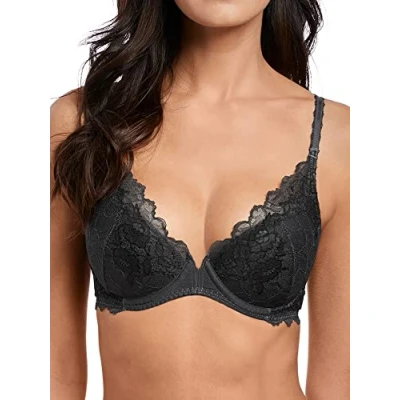 Image of Wacoal Lace Perfection Moulded Push Up Bra in Charcoal (WE135003) *Sizes A DD*