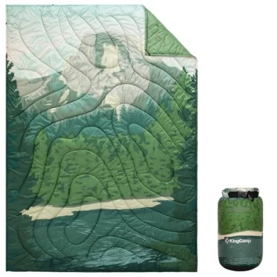 Image of KingCamp Camping Blanket Lightweight Outdoor, Warm Travel Blanket, Sleeping Blankets Ultralight with Snap Button, Quilt for indoor,Traveling, Hiking, Picnic