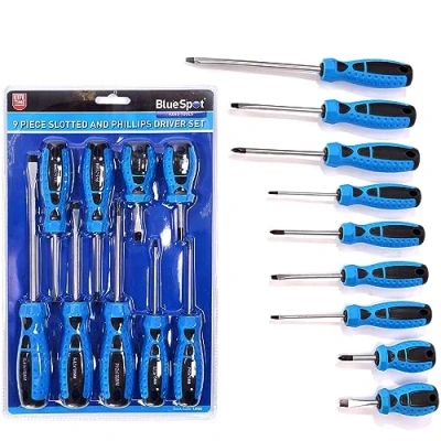 Image of 9X BlueSpot Screwdriver Set Mechanics Phillips Slotted Assorted Flexible Magnetic TIP Soft Grip DIY KIT Garage Vehicle Repair Accessories Hand Tools UK Free P&amp;P