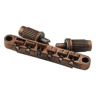 Image of Guyker Guitar Saddle Bridge Tune O Matic Bridges with Studs Replacement for LP EPI 6 String Electric (GM003, Bronze)