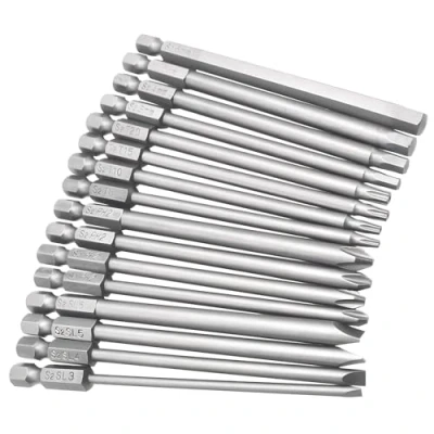 Image of 16pcs 1/4&quot; Hex Shank 100 mm/4 Inch Long Magnetic Screwdriver Bits Set, Head Allen Wrench, Bits, Bit Sets, Cross Phillips &amp; Flat Slotted Tip Set