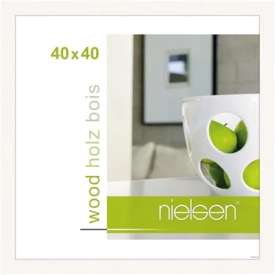 Image of nielsen Essential Photo Frame, 40x40cm White Wooden Picture Frame with Protective Float Glass and Push Turn Clips
