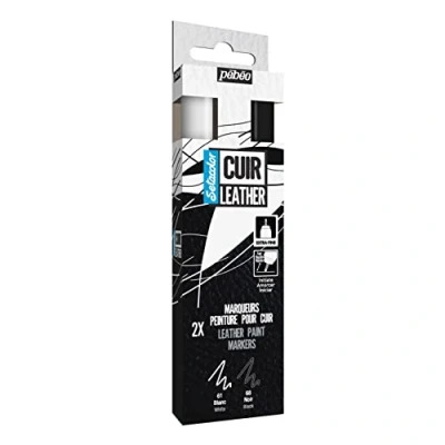 Image of PEBEO Setacolor Leather Set, Black/White, 2 Markers