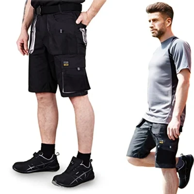 Image of Men&#039;s Shorts Summer Work with 6 Pockets in 4 Colours &amp; Sizes S 3XL, black and light grey, xl